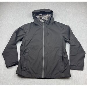 Swiss tech Jacket Mens Medium 38-40 Black Full Zip Windbreaker Hooded Outdoorsโ